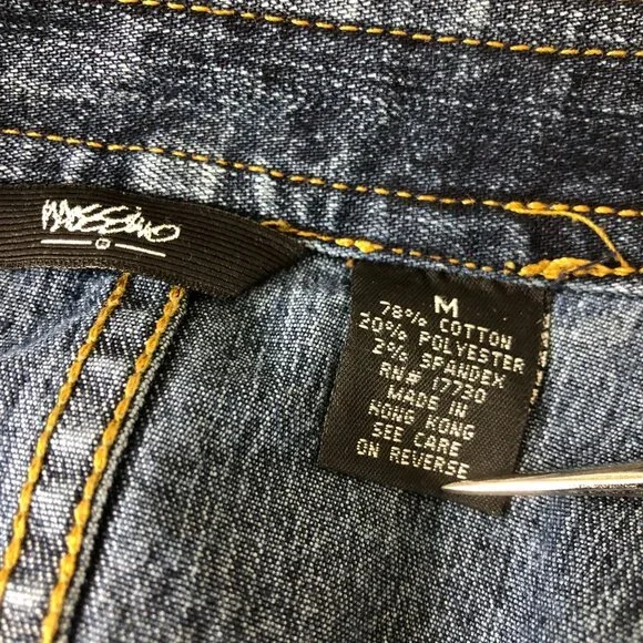 Mossimo Denim Cropped Jacket Sz Medium Mandarin Collar Button-Up Stretch Cotton - Picture 3 of 8